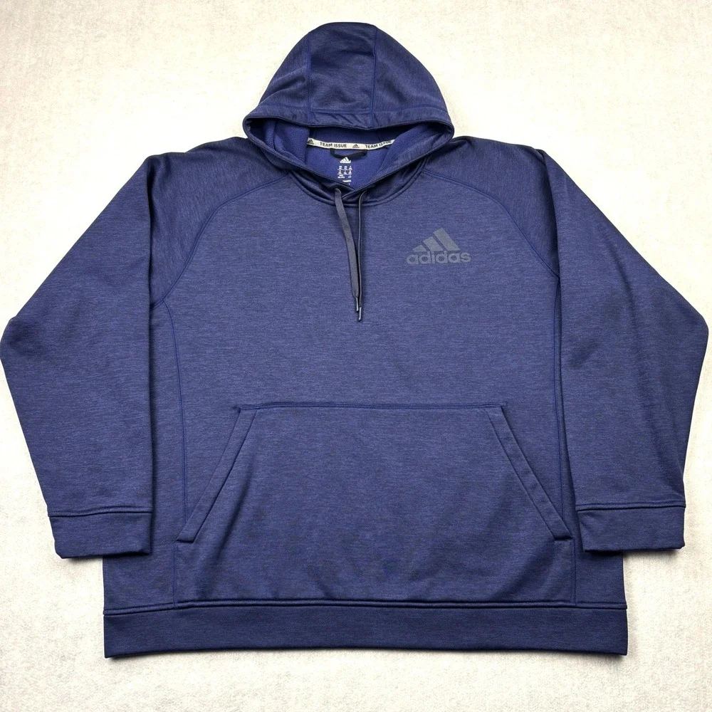 adidas Team Issue Hoodie Sweatshirt Mens 2XL Royal Blue Climawarm Fleece Logo